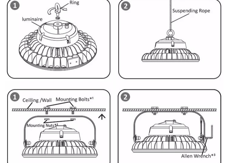 Aluminum 90 Degree 90lm/W UFO Industrial High Bay Led Lights