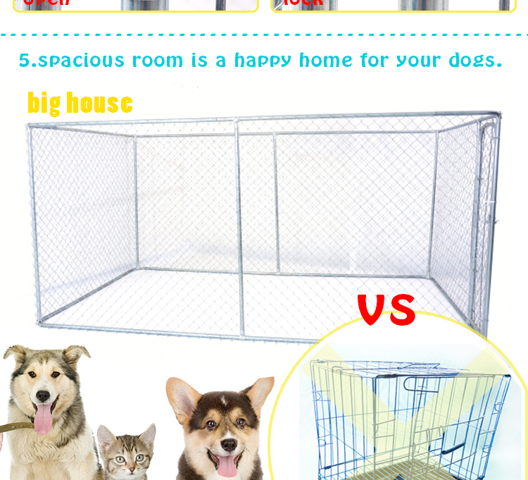 Custom logo high quality Large outdoor galvanized cheap chain link dog kennel