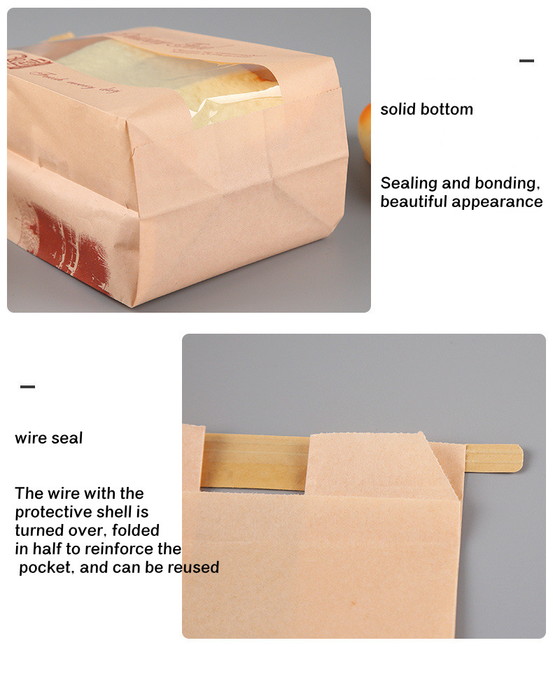 Quad Seal Kraft Paper Food Packaging Bags Biodegradable For Bread Embossed