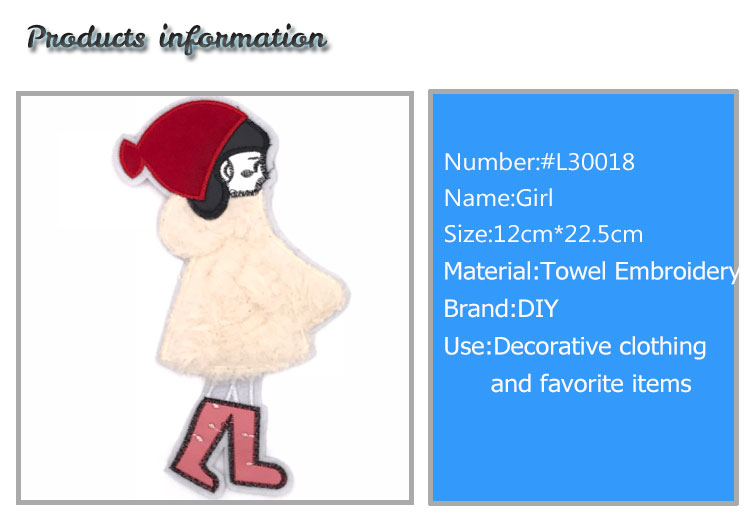 Cute Girl's Characters with Umbrella Towel Embroidery Patch Wholesale Cheap and Various Colors' Embroidery Patch