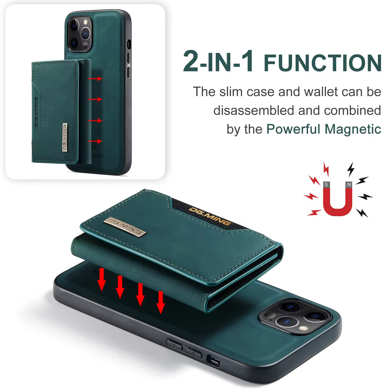 Khaki Magnetic Card Holder Wallet Mobile Phone Cases for iPhone 11 12 13 14 15 Pro Max