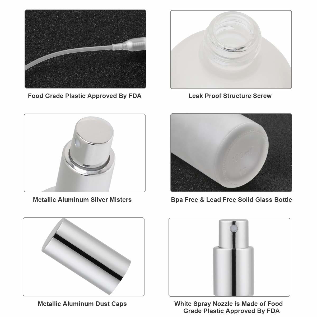 Anodized Aluminum Mist Spray Bottle 100ML Glass Toiletry Containers