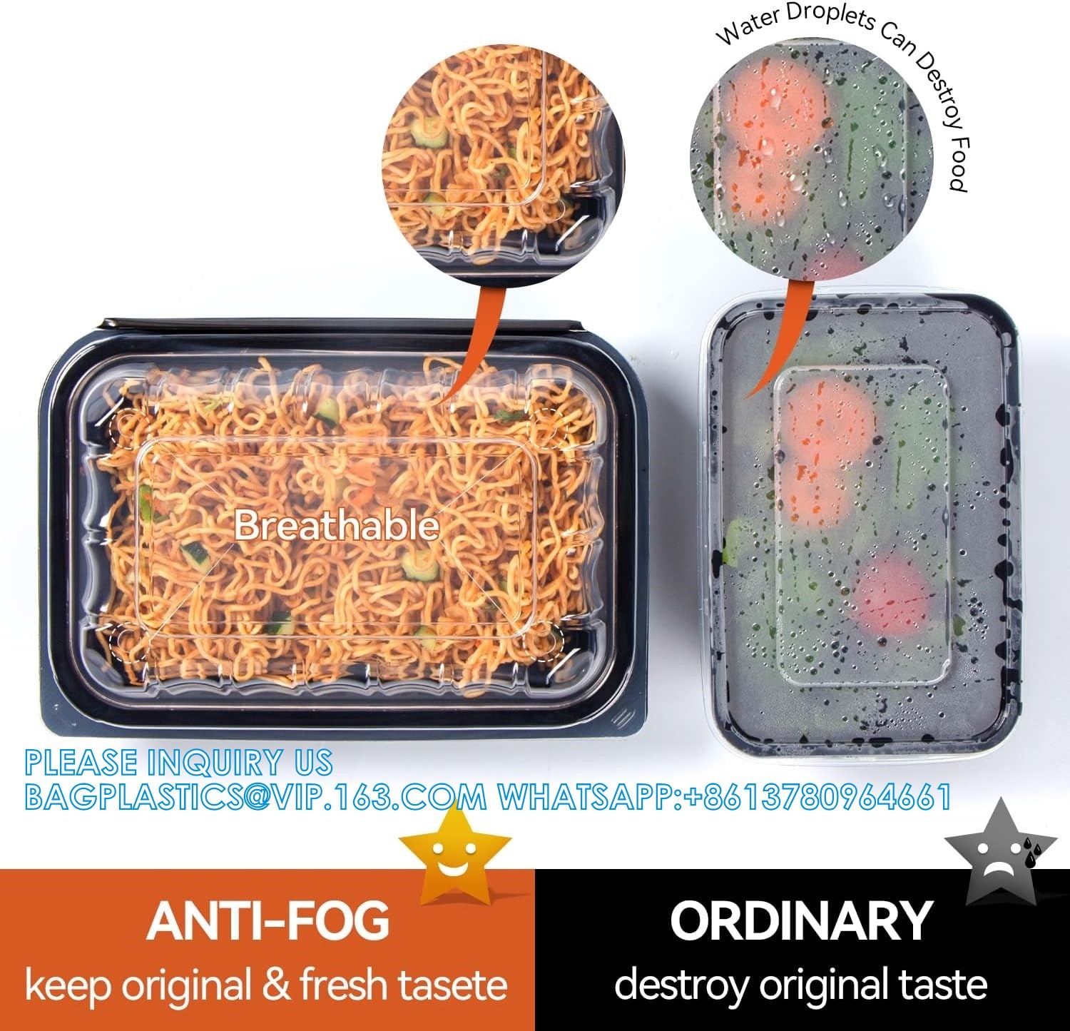 Clamshell Take Out Containers, Anti-Fog Shrink Wrap 55 Pack 6 X 6 Inch 15 Oz Meal Prep Container Microwave Free