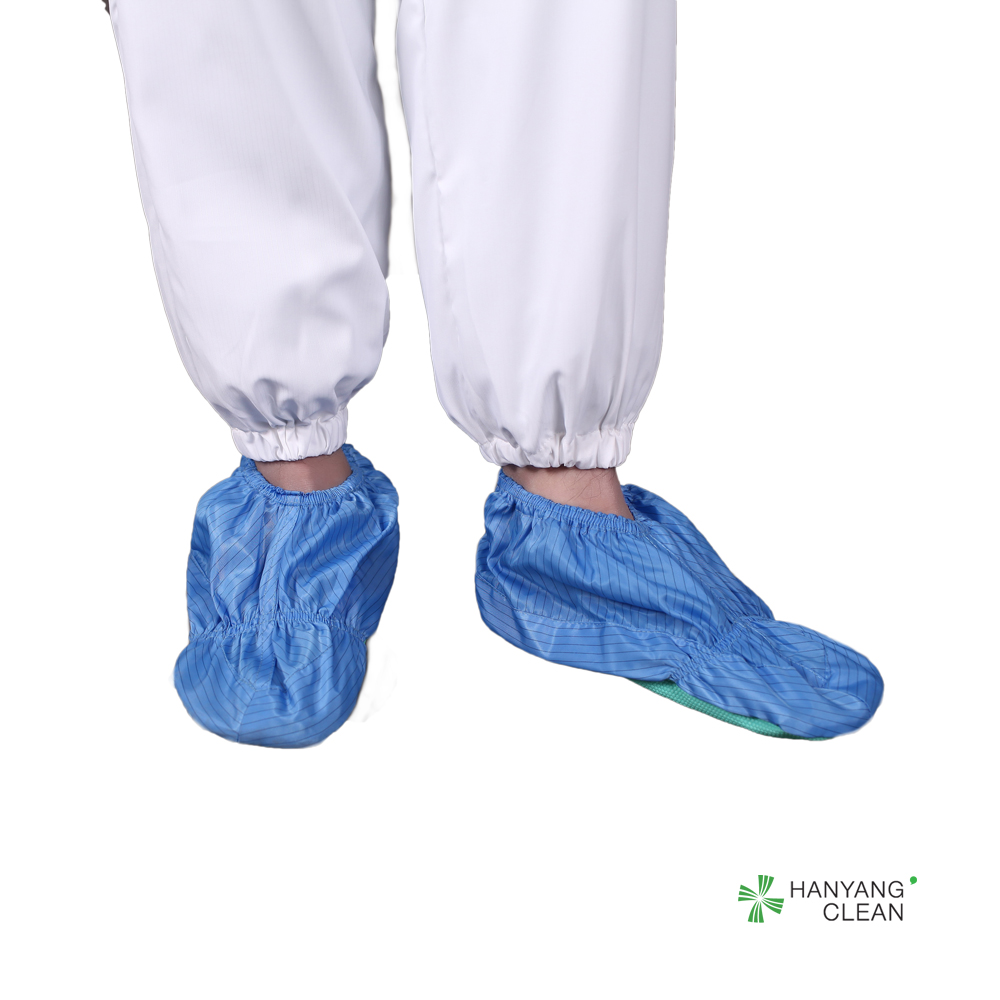 Medical clean room reusable and washable blue stripe shoes soft sole antistatic ESD anti-slip shoe covers
