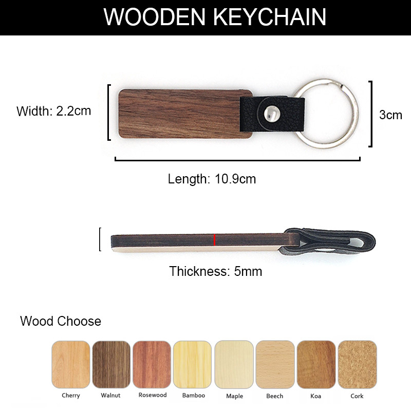 Custom Gift Engraved Wood Keychain Walnut For Home Car Office 4.5 X 1in