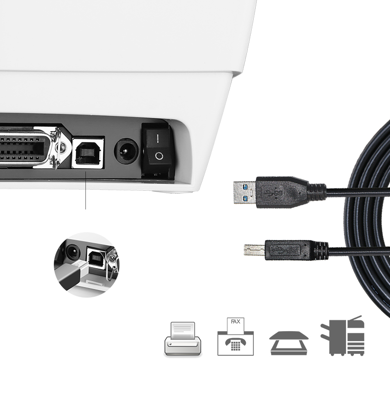 24AWG USB Printer Cable USB 2.0 Type A Male to B Male Extension Cable for Printer