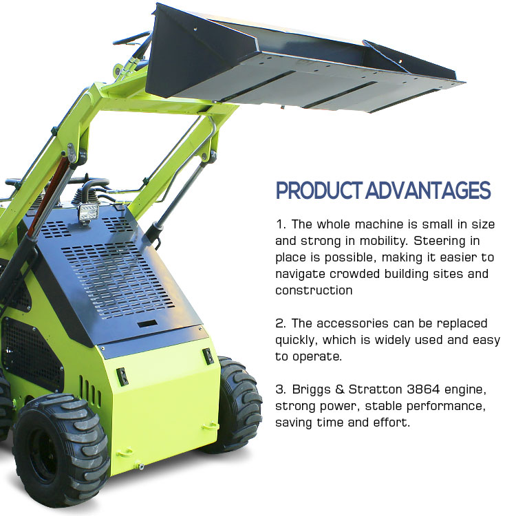 High Operating Efficiency Diesel/Gasoline Wheel Tracked Small Skid Steer Loader