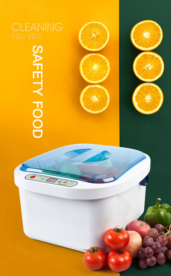 Ozone Fruit Vegetable Cleaner Sterilizer 12.8L 40KHz With Transparent Lid