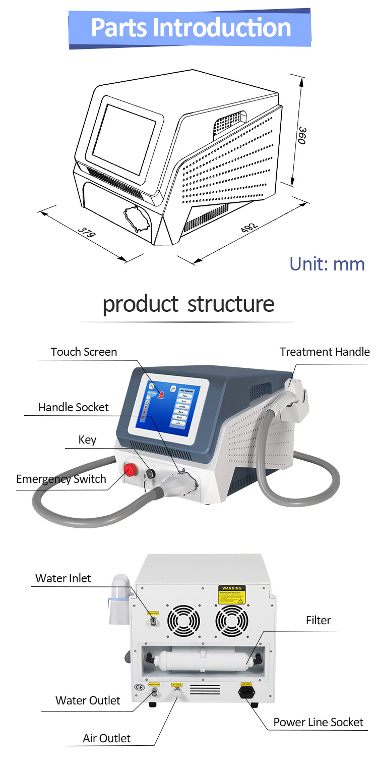 Portable 808nm Diode Laser Hair Removal Machine For Home