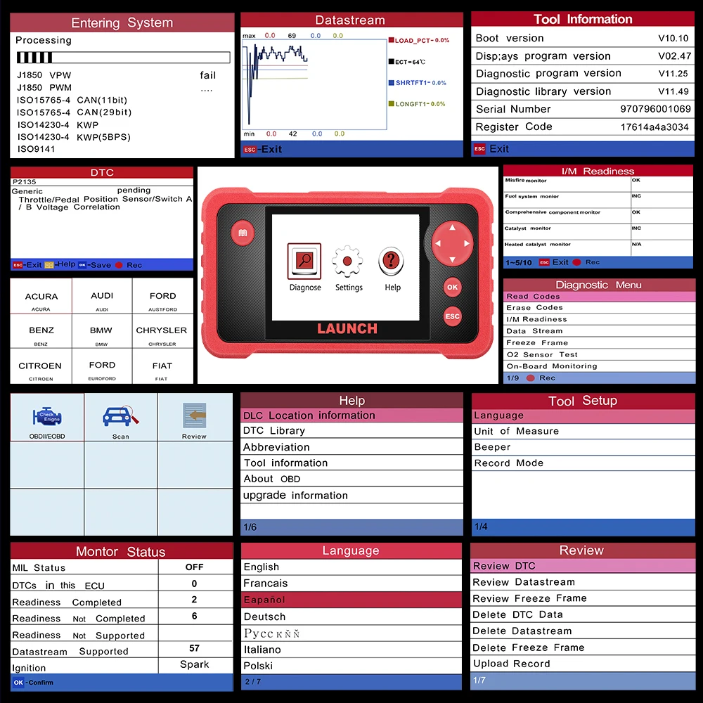 2024 New - LAUNCH X431 CRP123 V2.0 Car Diagnostic Tools Auto OBD2 ABS SRS Airbag Engine AT Auto Diagnostic Scanner Free