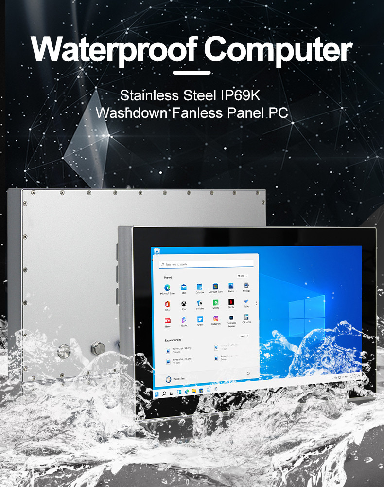 Wince Core I3 I5 Industrial Touch Panel PC IP66 IP69k Waterproof Fanless 15.6 Inch