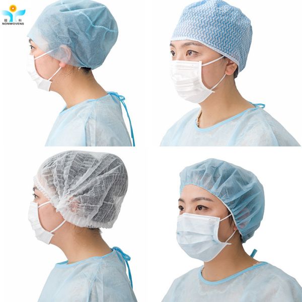 Disposable Non Woven Doctor Pp Bouffant Cap Hair Cover For Restaurant