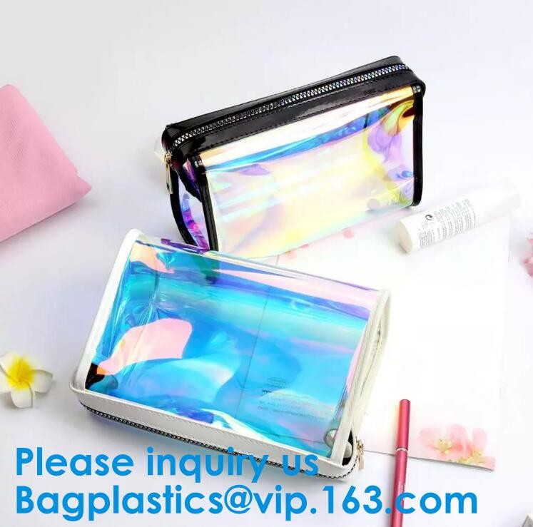 Women PVC Clear Backpack Laser Hologram Shoulder Bags Hologram Zip Lock Bag Pvc Bag Printed Pattern Zip lockk Bags Hot Sal