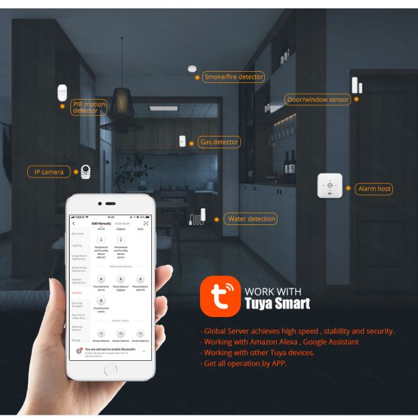 ABS Tuya Wireless Water Leakage Detector Smart Alarm Sensor AAA Battery