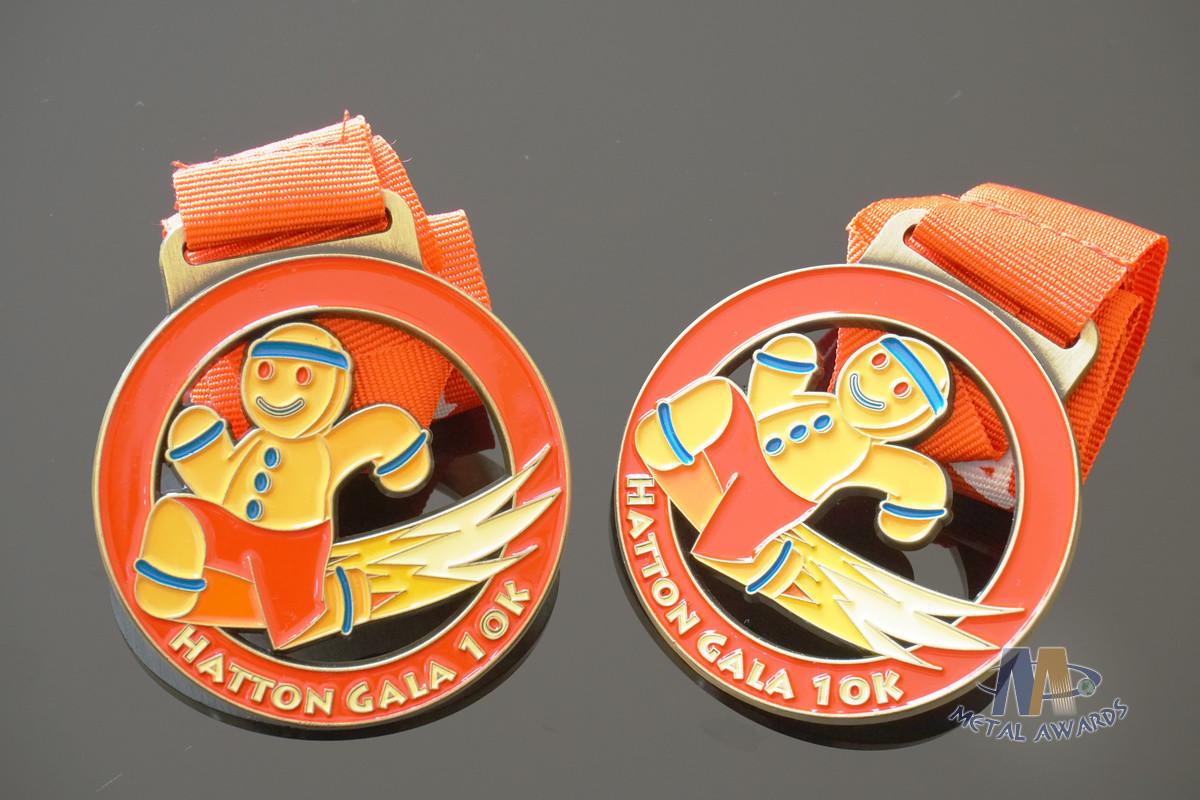 Shiny Gold Plating Metal Award Medals Soft Enamel On Both Side Of Front And Back