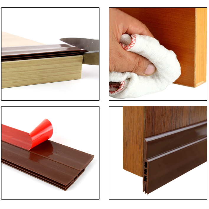 Brown TPE Door Draft Stopper for Under Door Bottom Seal Strip Home Weather Stripping