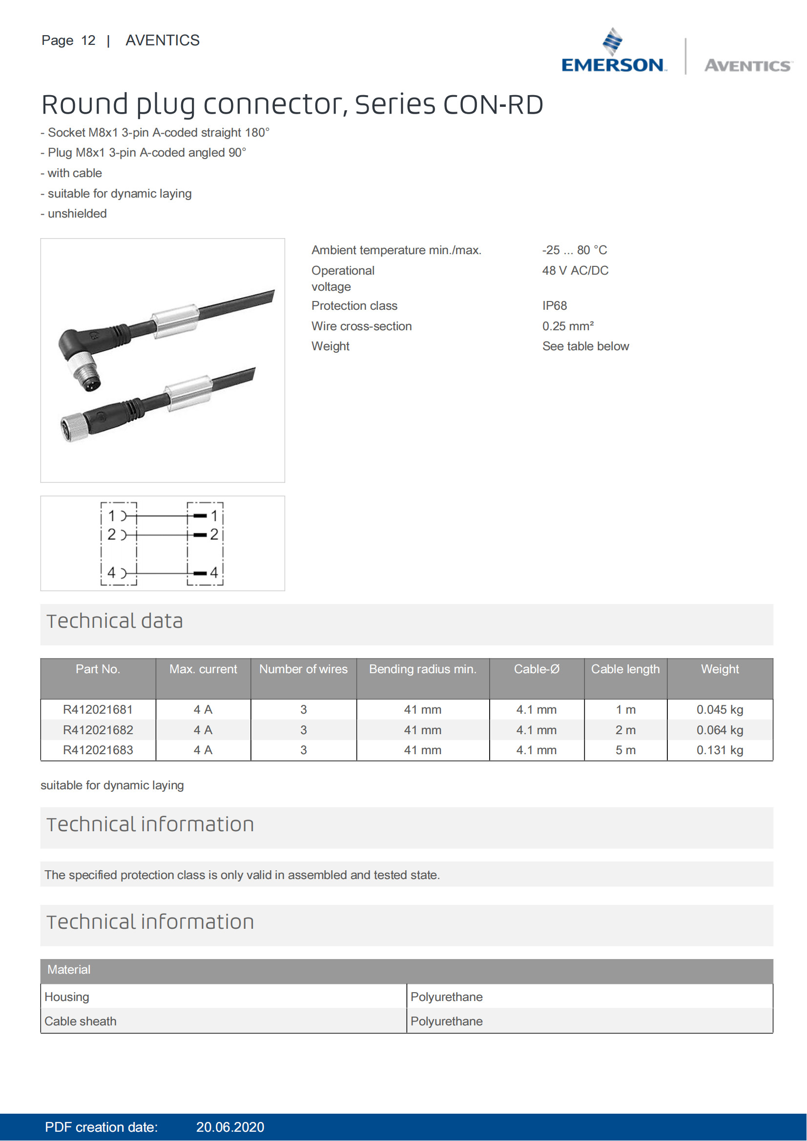 Pneumatic Connection Round Plug Connector AVENTICS Series CON – RD – R412021681