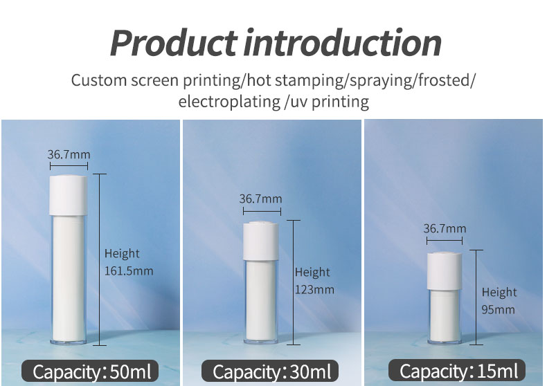 15ml 30ml 50ml White Airless Bottle Cosmetic Cream Plastic Bottle For Skincare Packaging