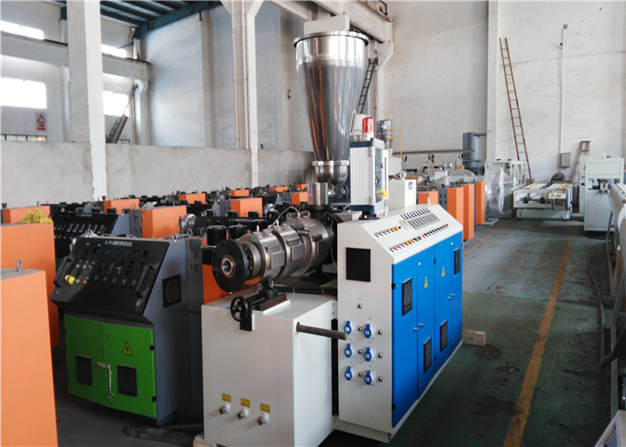 CE Certificate PVC Profile Extrusion Line With Conical Twin Screw Extruder 37KW Motor Power
