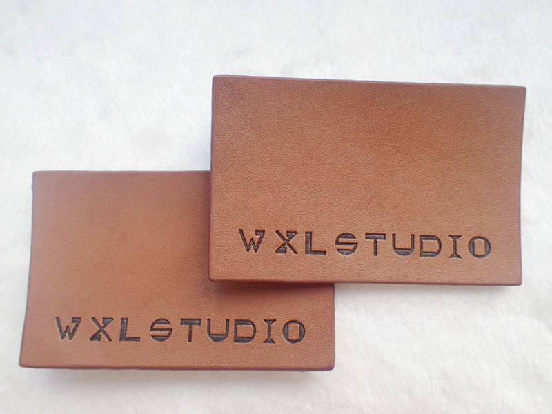 Personalized Logo Garment Leather Patch Embossed Black Logo Leather Label