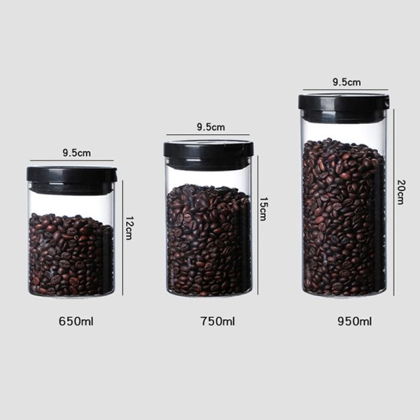 650ml 750ml 950ml Food Glass Storage Jars Dia 9.5cm With Plastic Lid