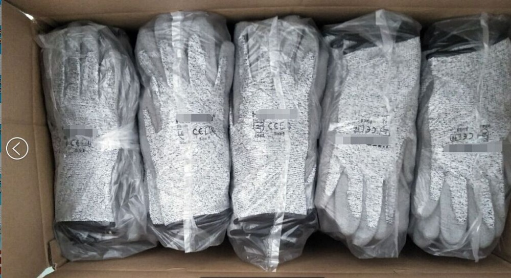 Anti-Static PU Coated Polyester Knitted Gloves for Construction 13 Gauge CE Certified