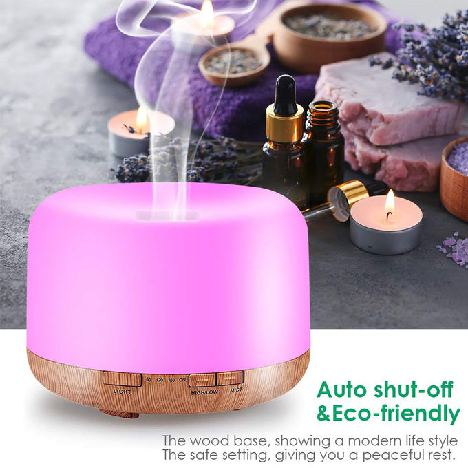 500ML Ultrasonic Mist Humidifiers 7 Color LED Lights Wood Grain Aromatherapy Diffuser