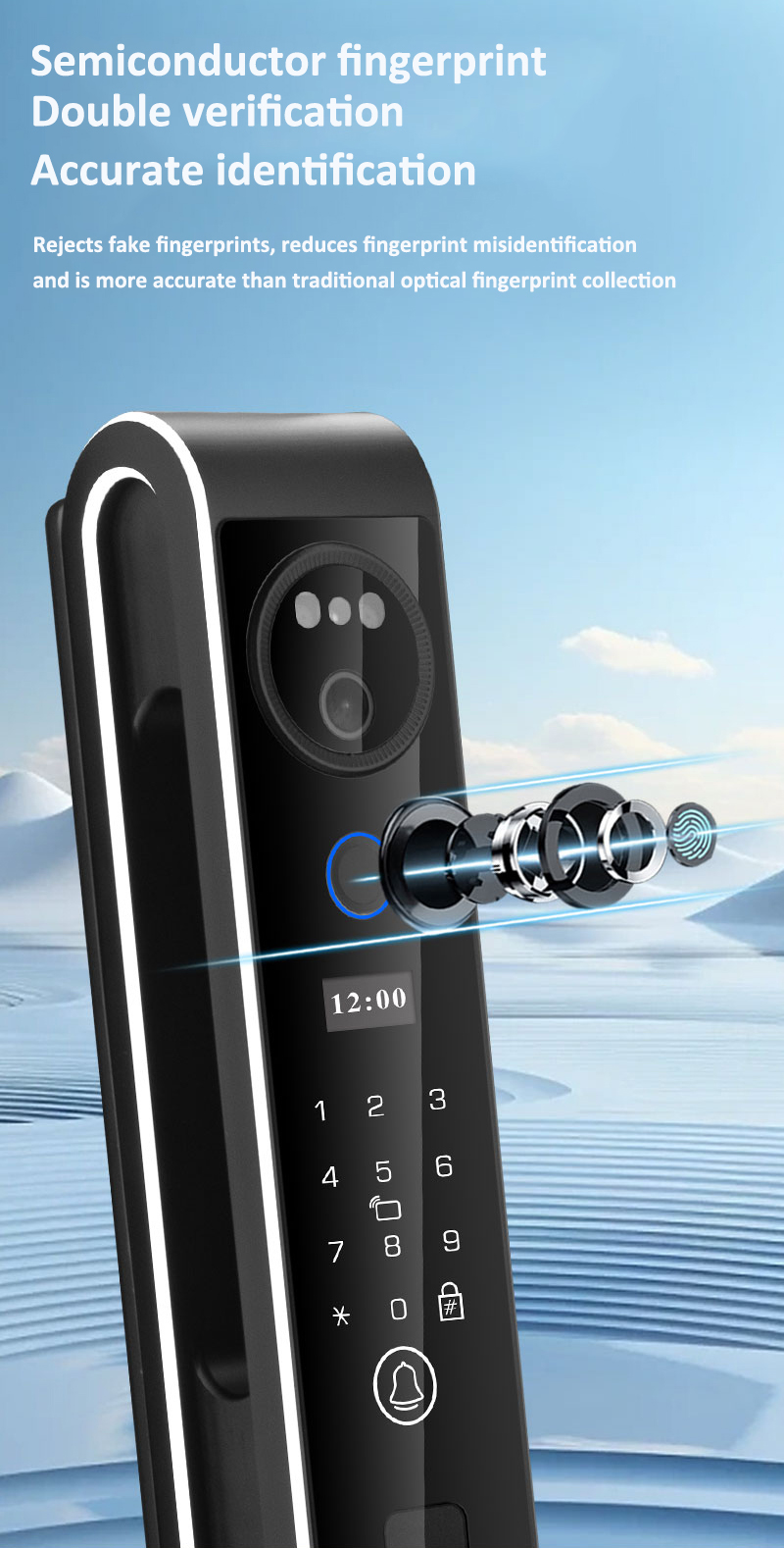 3D Face Intelligent Door Lock S666 With Intercom Luxury Door Lock