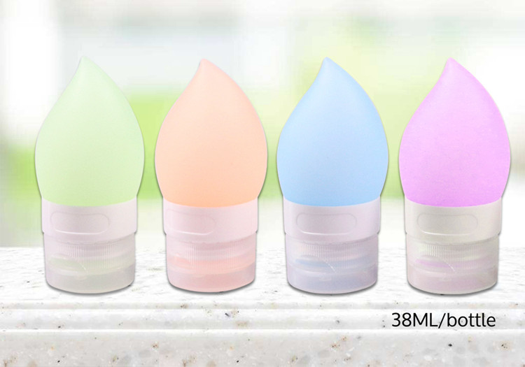 Short Tour Silicone Travel Containers Drop Shape Silicone PP With Plastic Lid