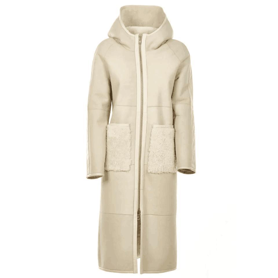 Top Quality Real Leather Jacket Lightweight Comfortable Shearling Coat with Hood Handmade in Italy for Women&prime;s Fashion