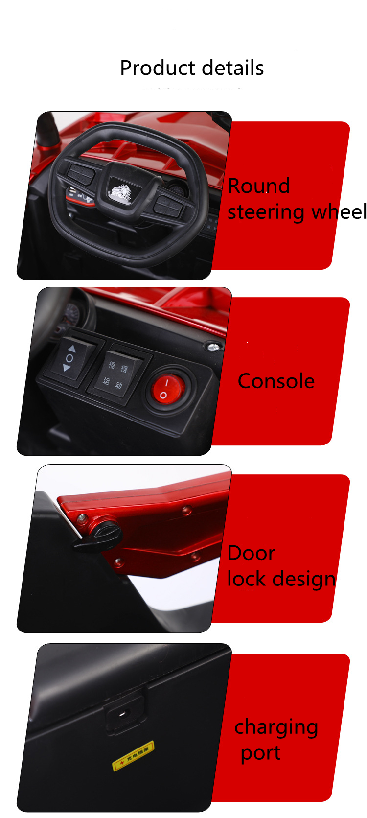 Unisex Ride On 12v Electric Off-Road Car with Music and Light G.W. N.W 14KGS/12KGS