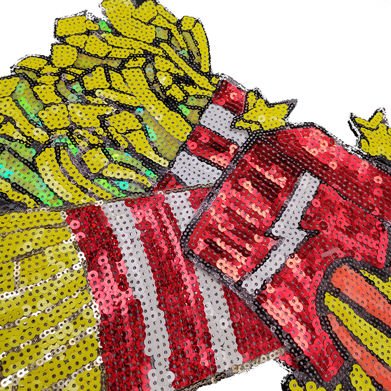 Fashion Color Bling Sequin Patch 'Fire Chip' Sequin Patch Adorable 'Popcorn' Embroidery Patch