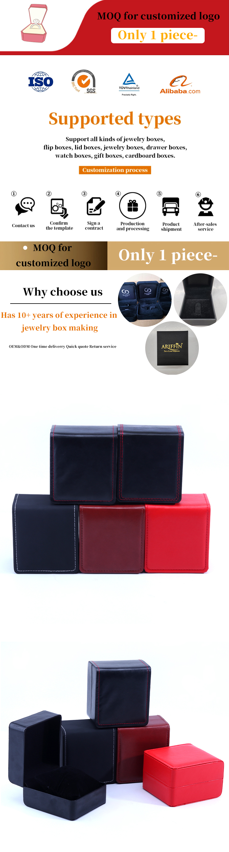Custom WaterProof PU Leather Luxury Watch Packaging Box Soft Velvet Lining
