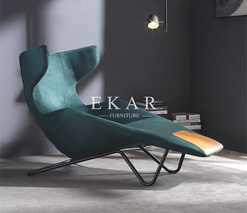 Green Velvet Fabric or Leather Armrest Modern Design Leisure Chair
