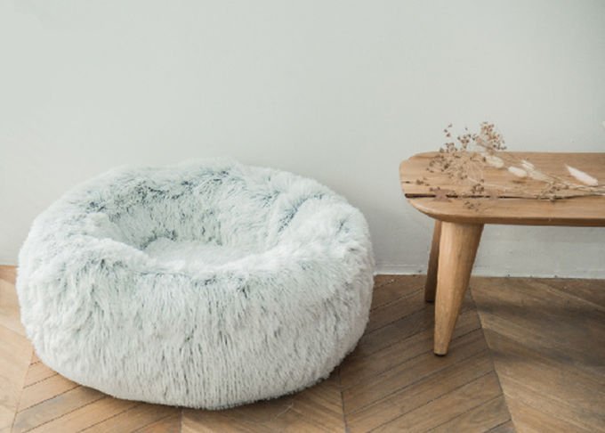 Soft Plush Round Donut Faux Fur Washable Dog Bed 23.6 Inch 60cm
