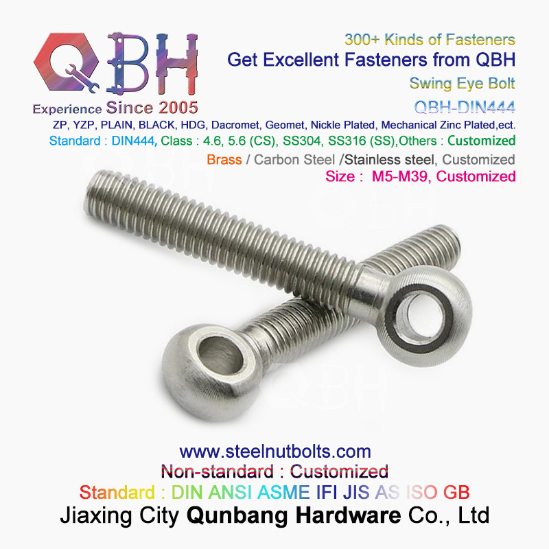 QBH DIN444 Stainless Steel SS304 SS316 SUS 304 316 Swing Eye Bolt Eye-Bolt