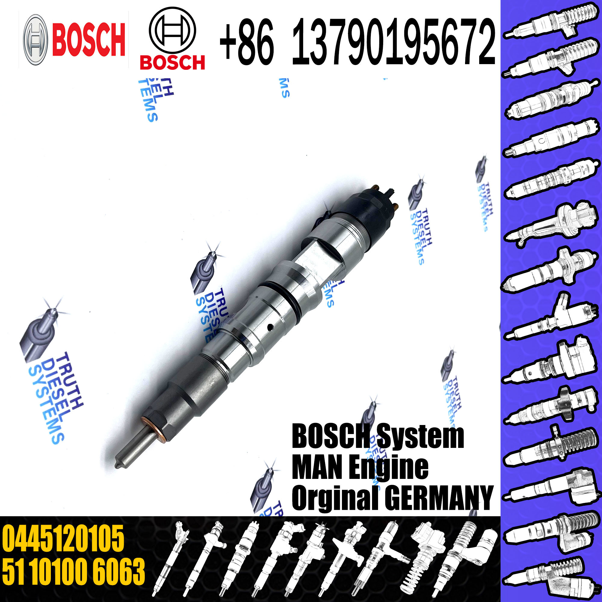 Diesel Fuel Engine Injector Assemblies 0445120105 Common Rail Injector 0445120105