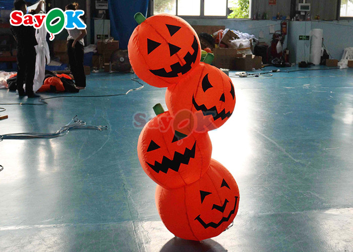 PVC Inflatable Halloween Decoration 4.9ft Pumpkin Shape LED Blown Up Model