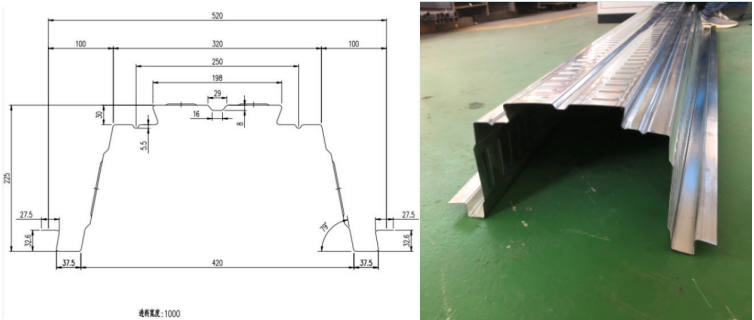 drawing profile of single decking 