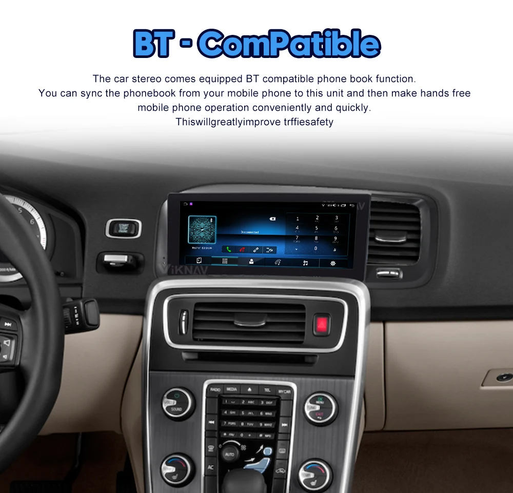 Viknav Car Radio For Volvo S60 (2011-2014) 8.8 inch Stereo Tesla Style Multimedia Player GPS Navigation DVD Head Unit