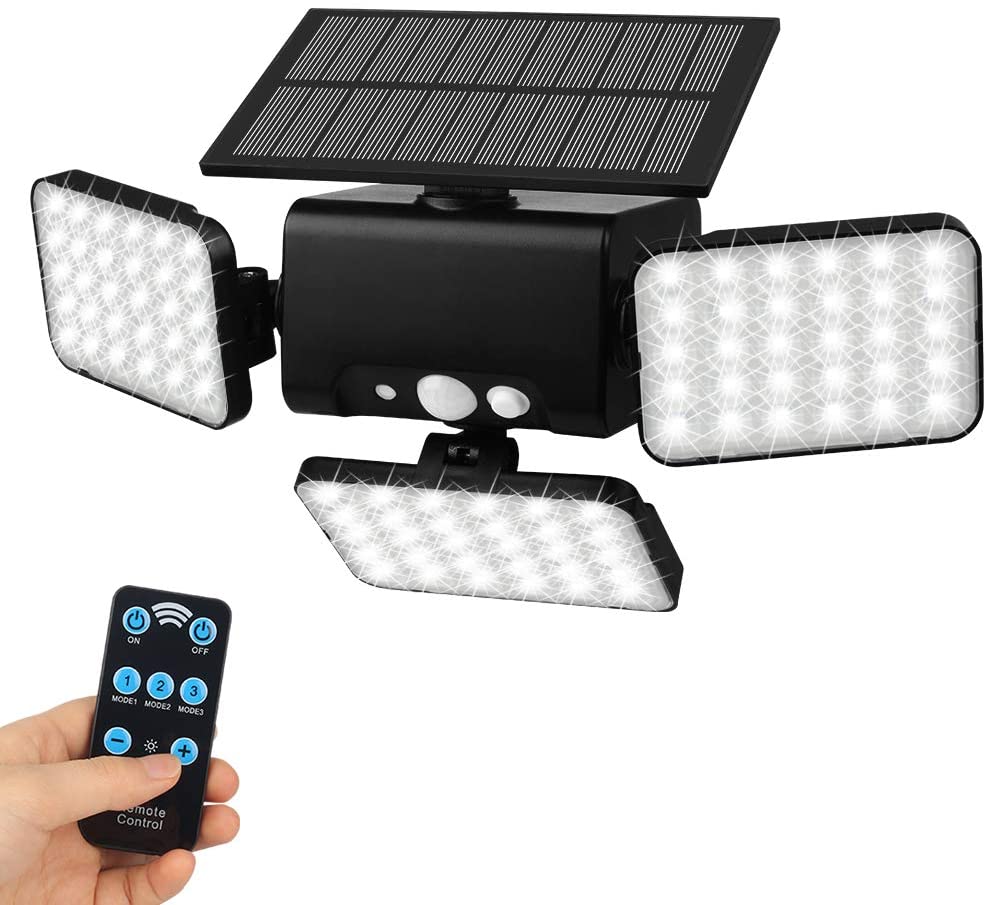 Adjustable Heads 1000lm 260Pcs LED Solar Motion Sensor Wall Light Outdoor