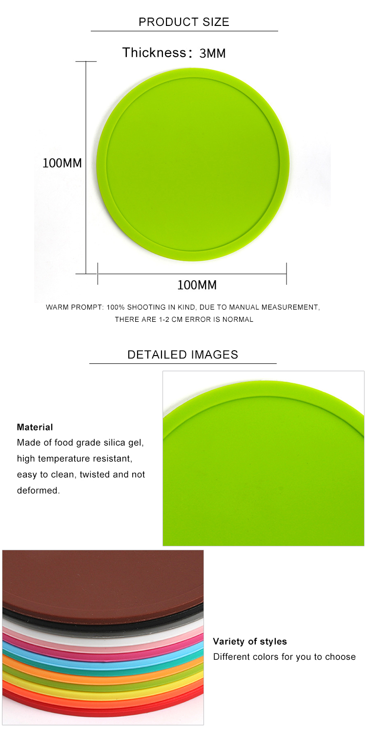 Oem Logo No Spills Round Custom Silicone Coasters