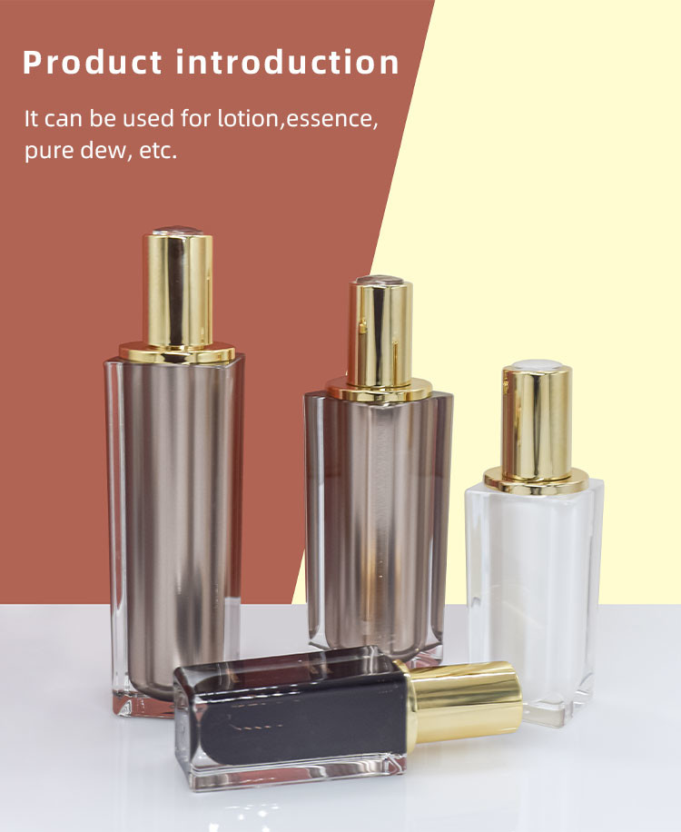 High-end Acrylic Skincare Set 15-30-50-100-120ml Square Lotion Bottle 15-30-50g Cream Jar