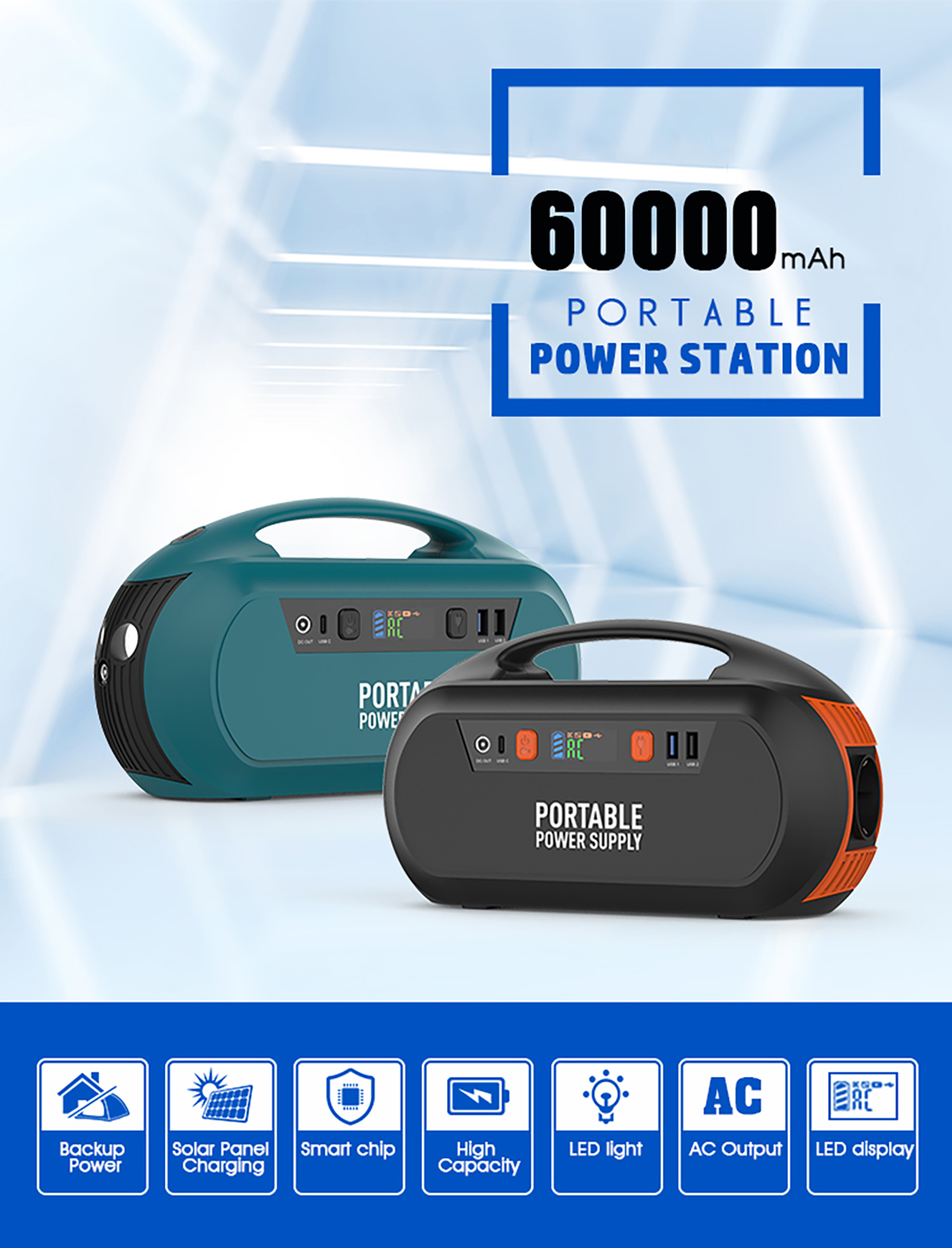 Emergency 222wh Portable Power Station 110V / 220V Outdoor Backup Battery