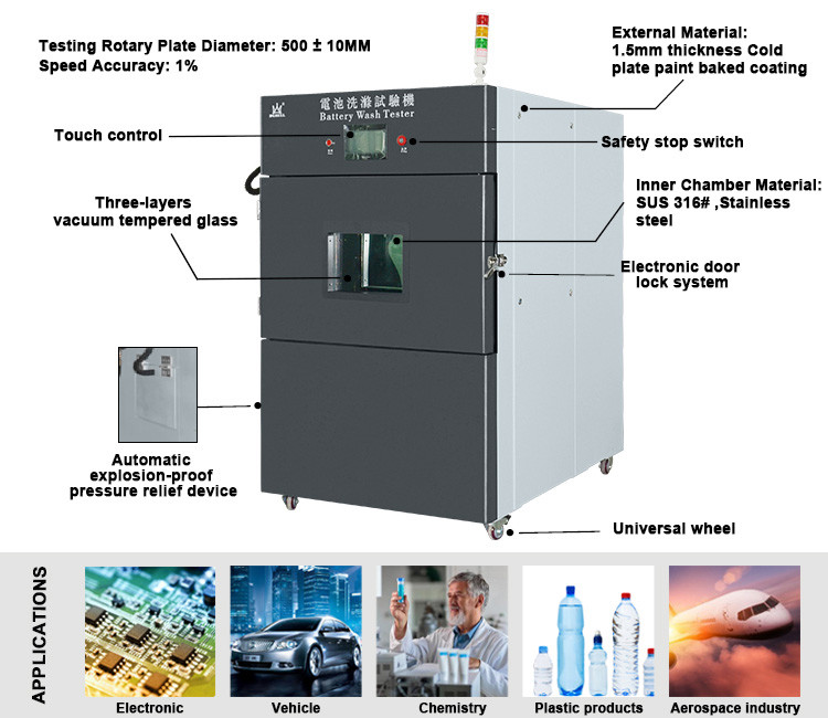 Lithium Ion Battery Washing Test Chamber With PLC Touch Control Remote Control