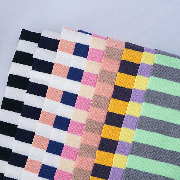 100 Cotton Interlock Fabric Breathable Striped Soft Rib Material For French Terry