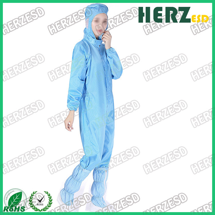 ESD Polyester Coat Stirp Type Anti Static Coverall , ESD Safe Clothing Polyester Material