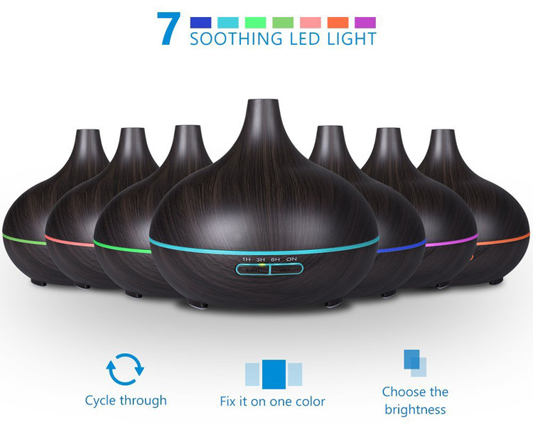 550ml with 4 Timer, Wood Grain Aromatherapy Diffuser with Auto Shut-Off Function