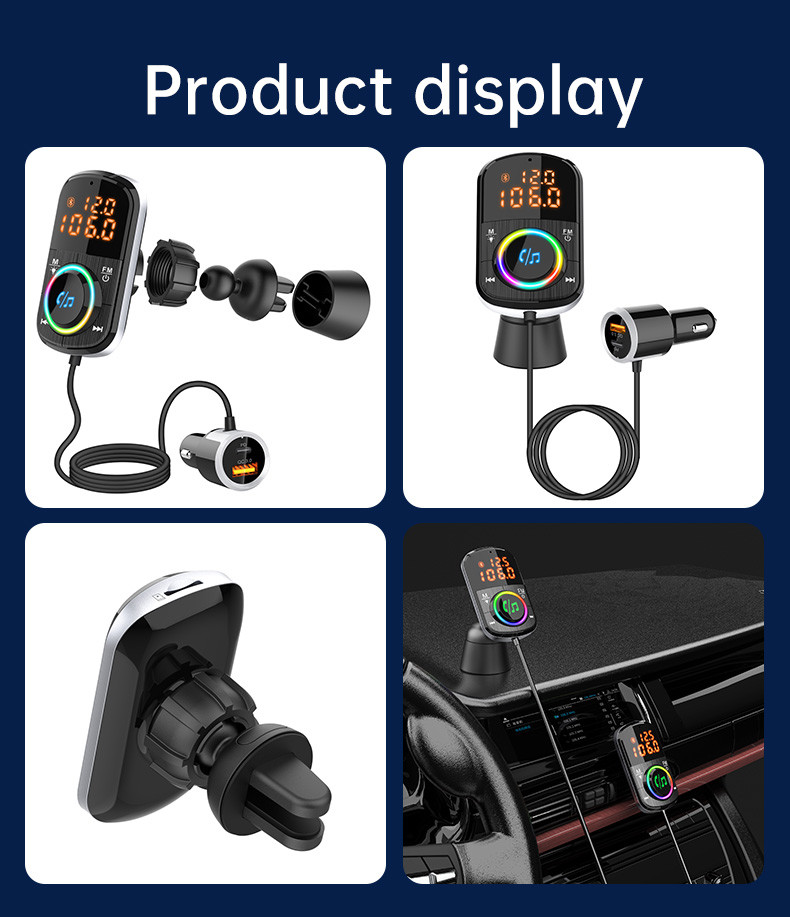 Car Air Vent Mount Bluetooth FM Transmitter PD QC USB Charger