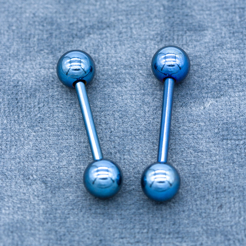 Electrophoresis Blue Hypoallergenic Nipple Rings Jewelry 14G 1.6mm